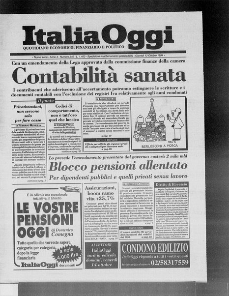 Italia oggi : quotidiano di economia finanza e politica